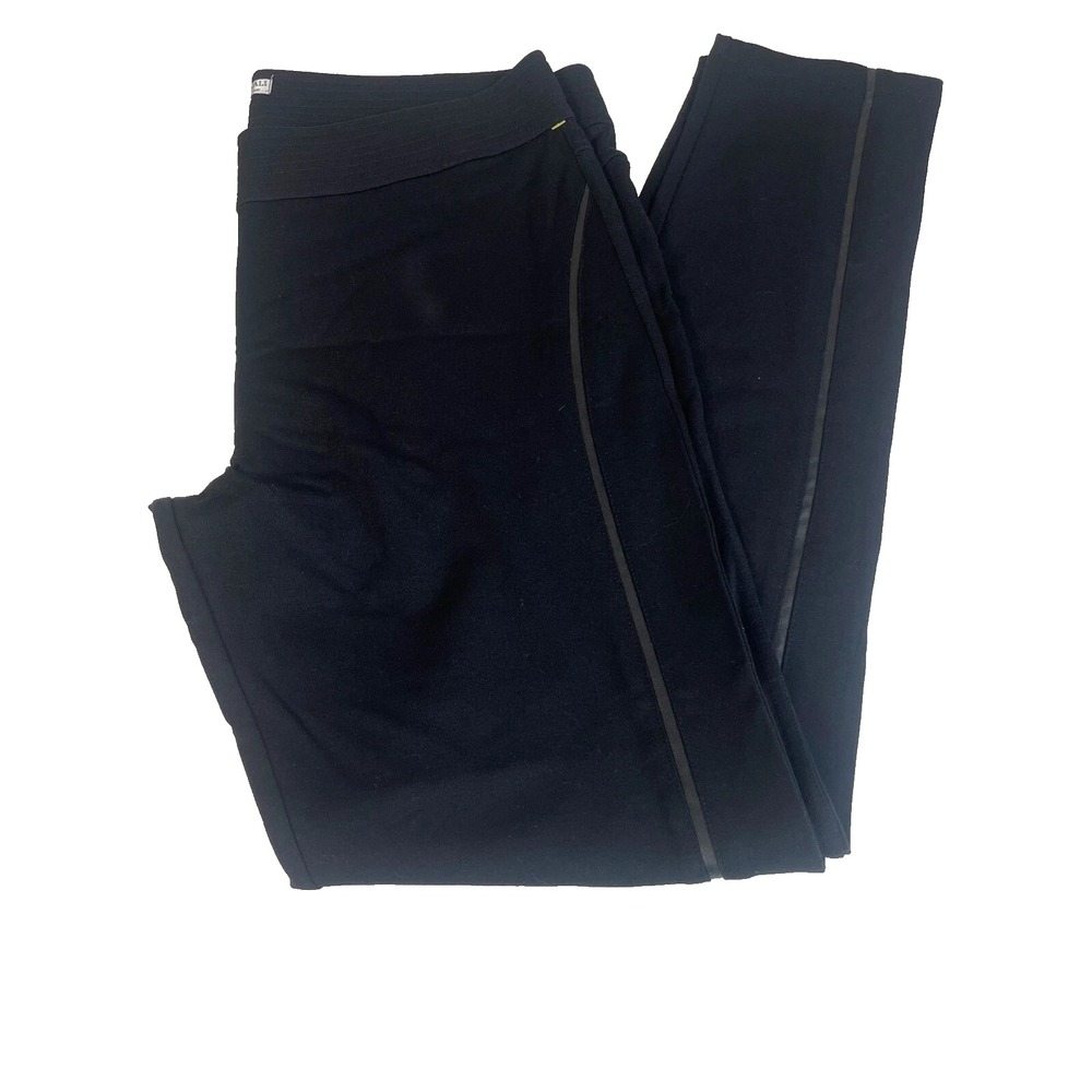 Alberto Makali Mid Rise Moto Style Leggings Womens 14 Black Faux Leather Piping‎